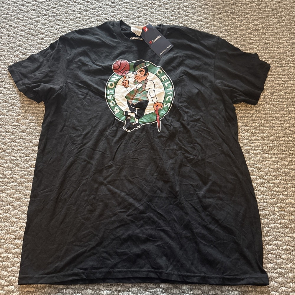 BOSTON CELTICS NBA FANATICS JAYSON TATUM BLACK JERSEY T-SHIRT‎ MENS LARGE NWT